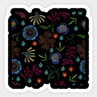 bright, decorative embroidered flowers Sticker